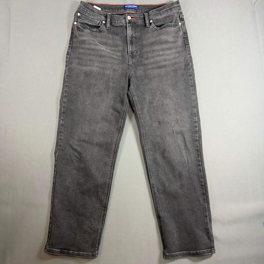 Scotch & Soda Amsterdam Grey Straight Leg Stretch Denim Jeans Size 12 1806193